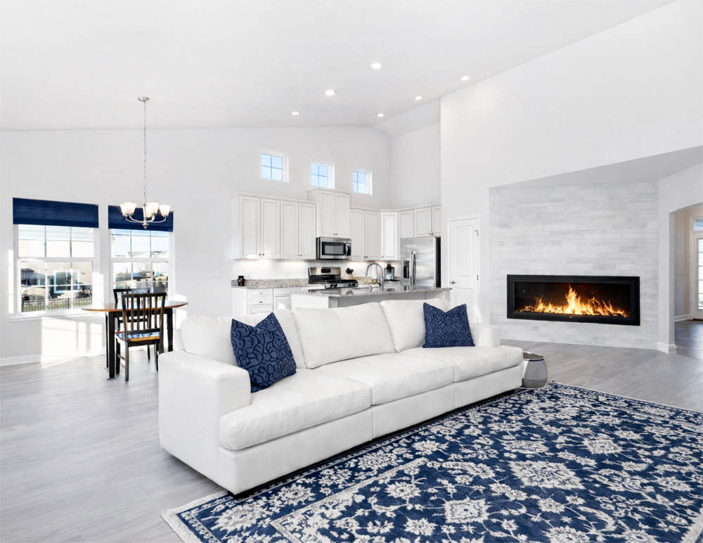 Full-home remodeling featuring coordinated living areas, kitchen upgrades, and cohesive finishes throughout the home