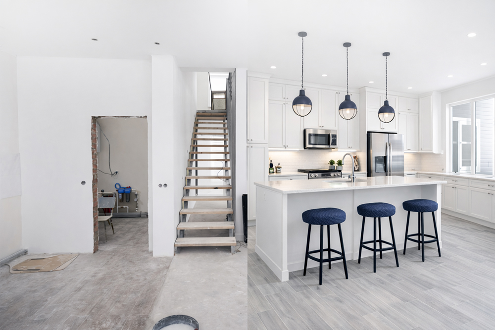 Home additions and new construction showcasing structural expansion and coordinated interior build-out